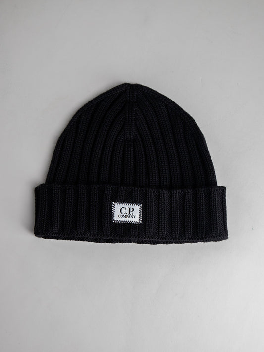 Cp Company Muts Zwart Knit Cap Merino Wool