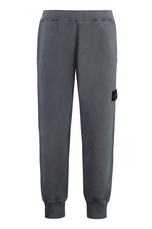 Stone Island Brushed Organic Cotton Fleece Joggers In Lead Grey